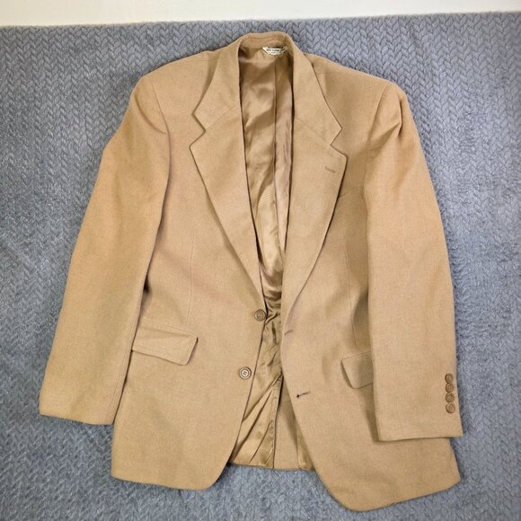 Bill Blass 100% Camel Hair Blazer Men’s 38R Tan Sport Coat Made in USA Vintage - Picture 1 of 9